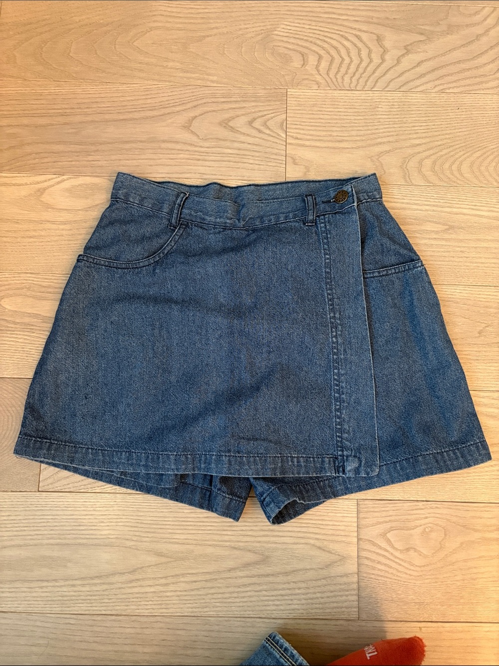 Vintage Denim Wrap Skort - Blue